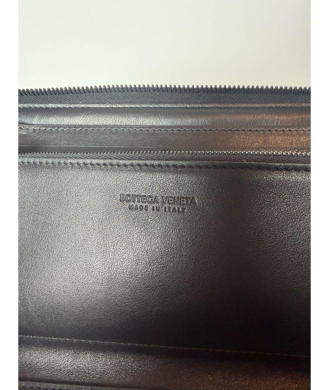 BOTTEGA VENETA Черная кожаная барсетка, фото 4