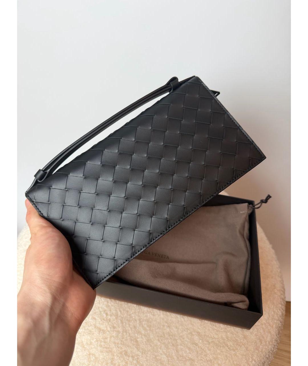 BOTTEGA VENETA Черная кожаная барсетка, фото 5