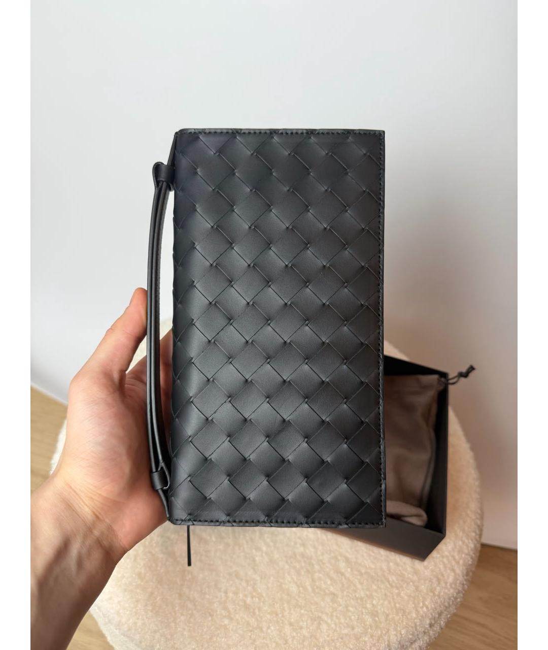 BOTTEGA VENETA Черная кожаная барсетка, фото 7