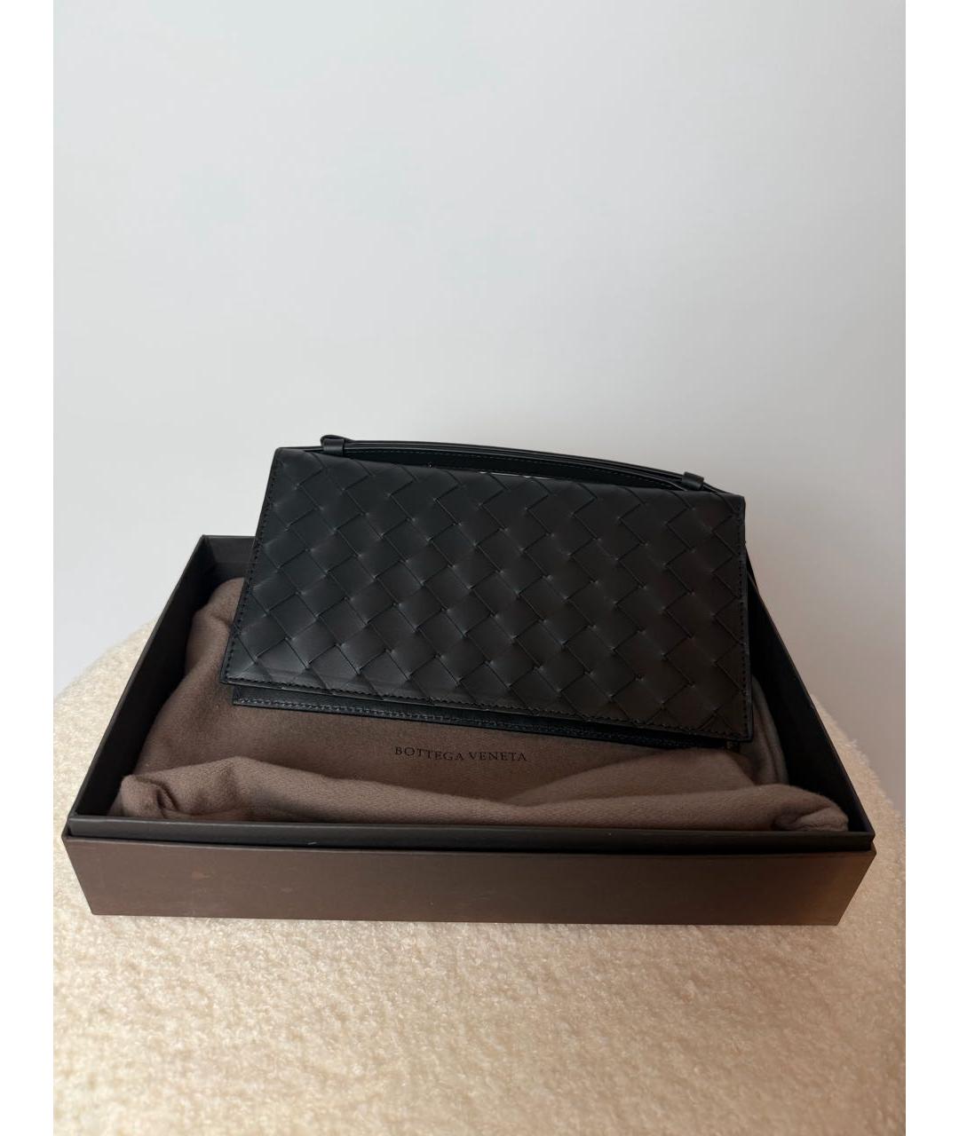 BOTTEGA VENETA Черная кожаная барсетка, фото 8