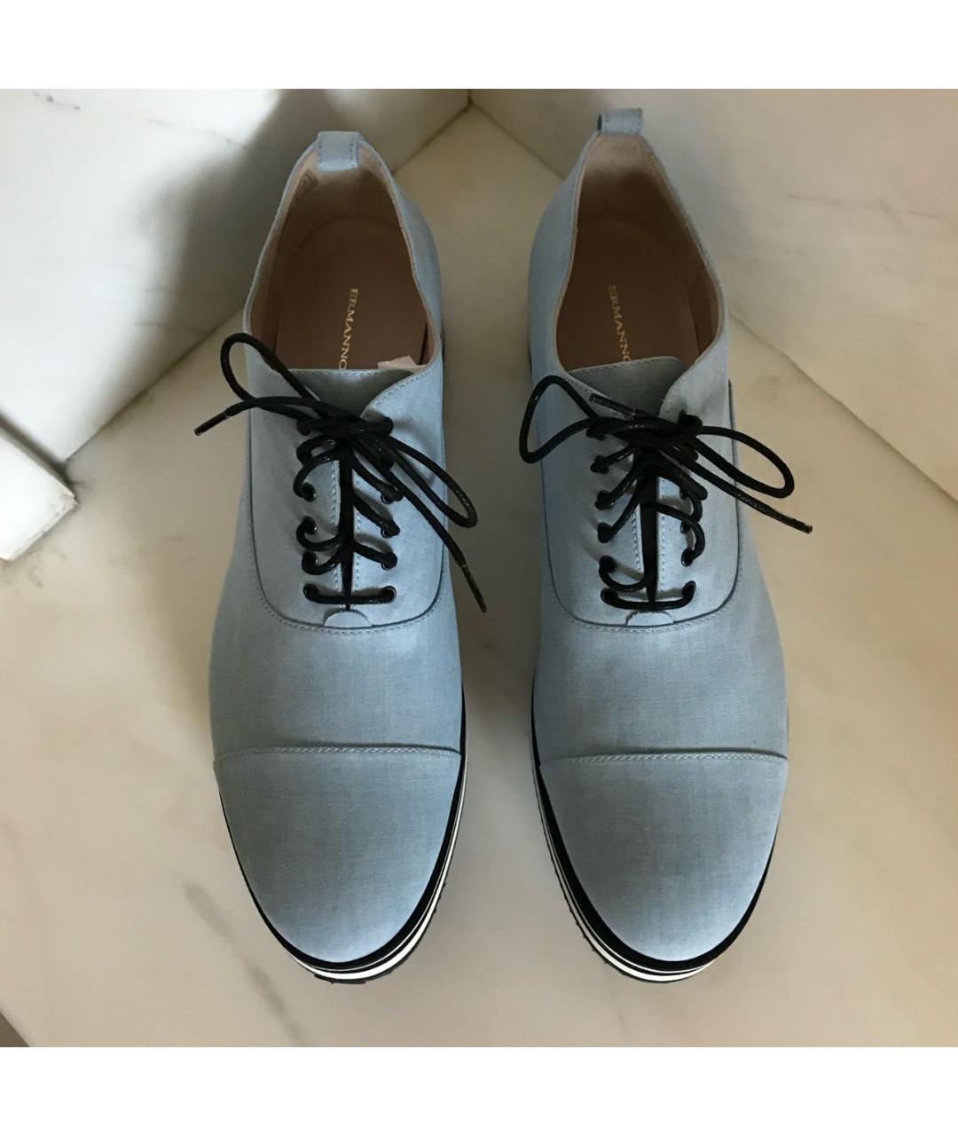 ERMANNO SCERVINO Голубые текстильные брогги и оксфорды, фото 4