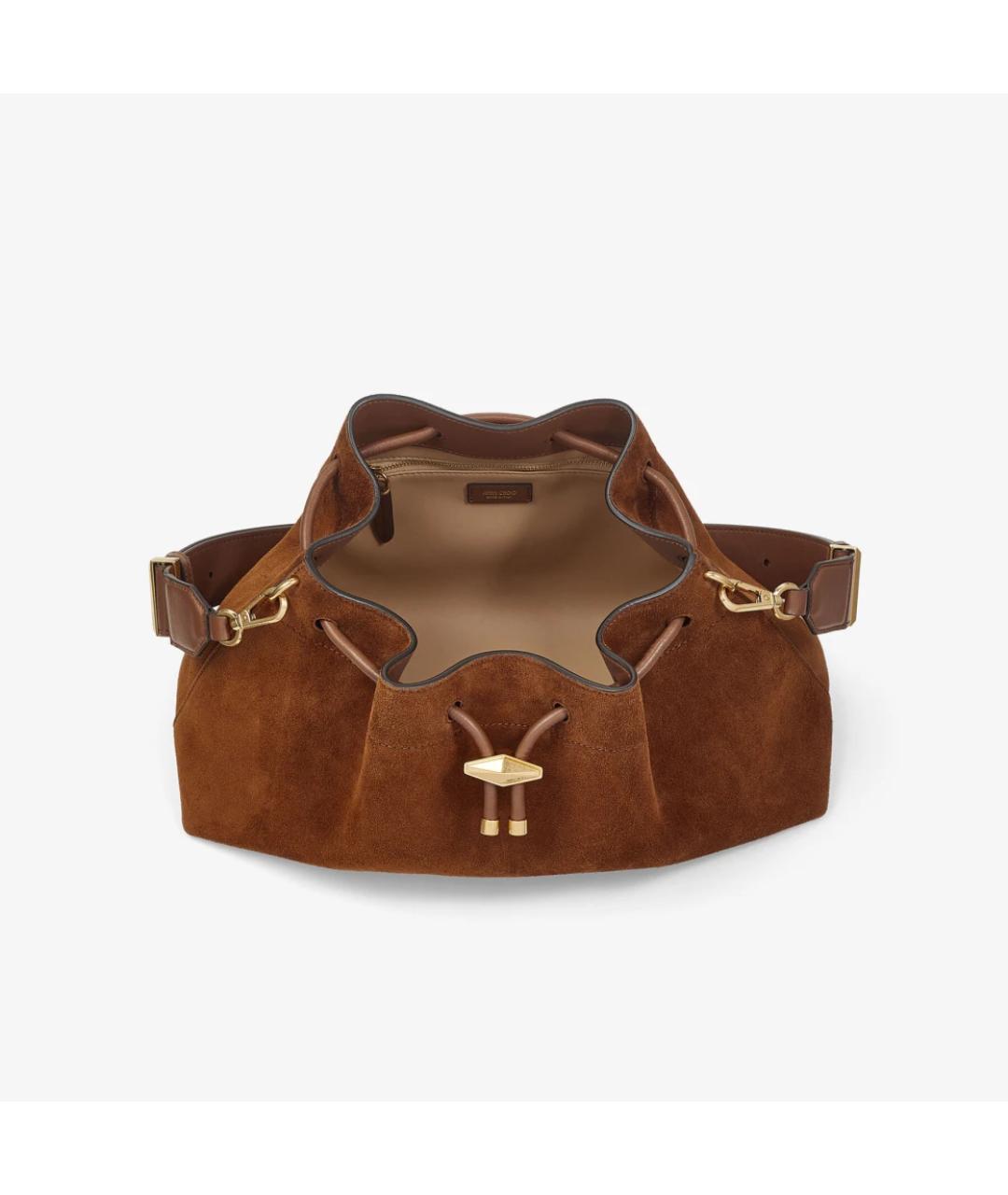 JIMMY CHOO Коричневая замшевая сумка через плечо, фото 5