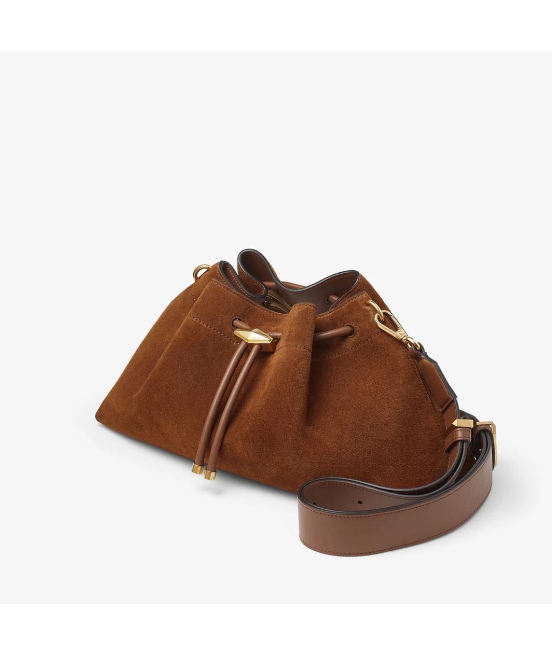 JIMMY CHOO Коричневая замшевая сумка через плечо, фото 3