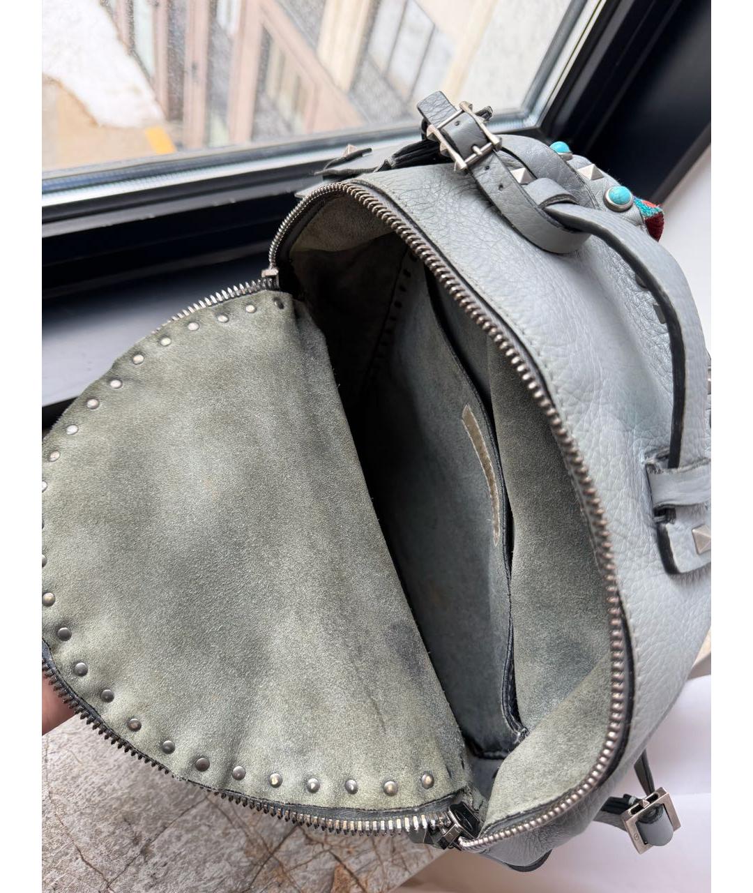 VALENTINO Серый кожаный рюкзак, фото 4