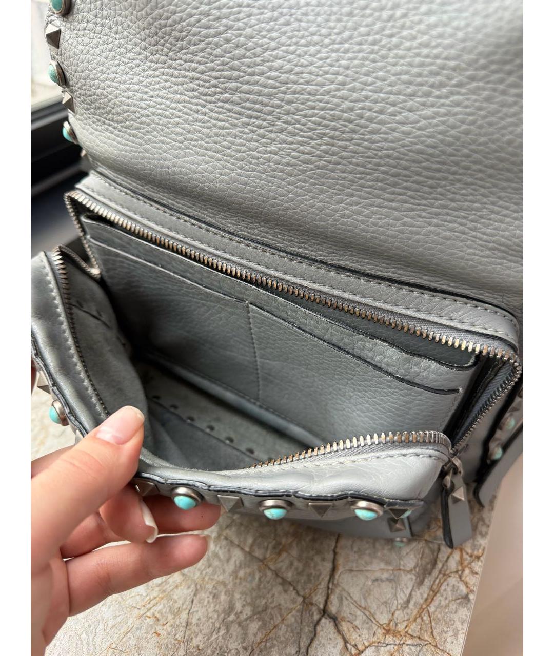 VALENTINO Серый кожаный рюкзак, фото 7