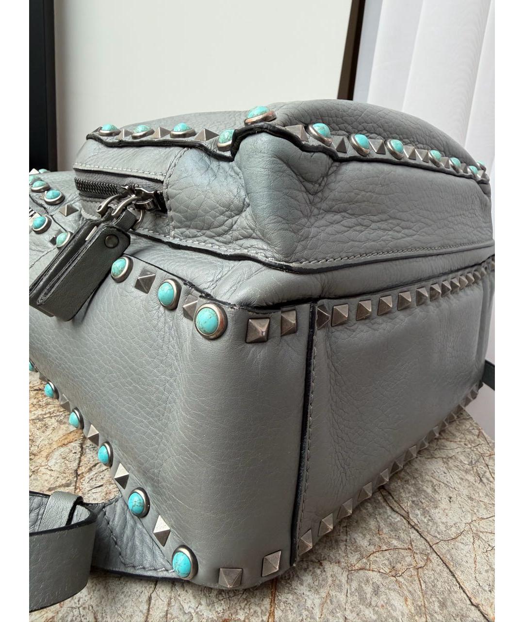 VALENTINO Серый кожаный рюкзак, фото 6