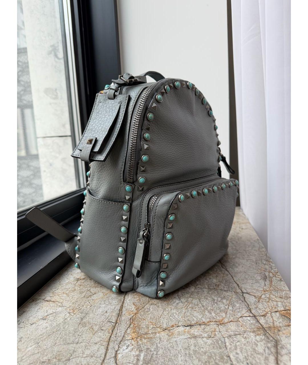 VALENTINO Серый кожаный рюкзак, фото 2