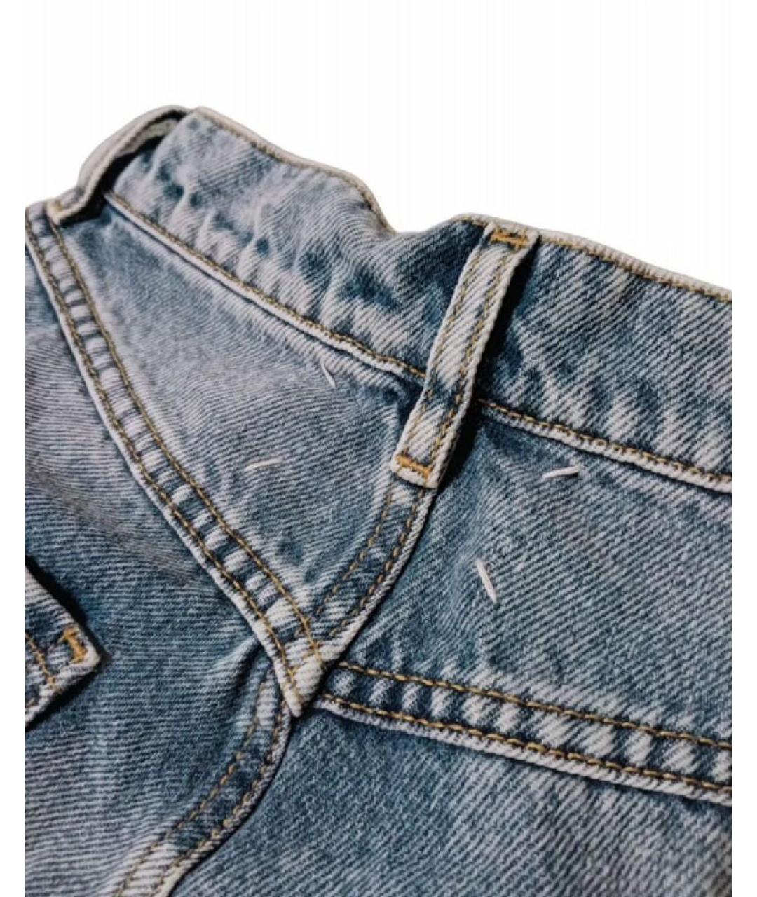 MAISON MARGIELA Голубые хлопковые прямые джинсы, фото 4