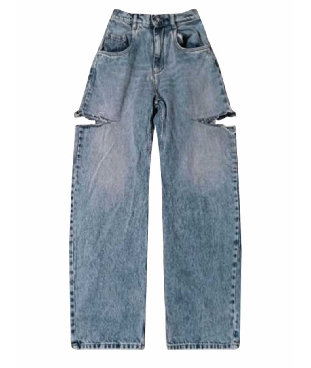 MAISON MARGIELA Голубые хлопковые прямые джинсы, фото 1