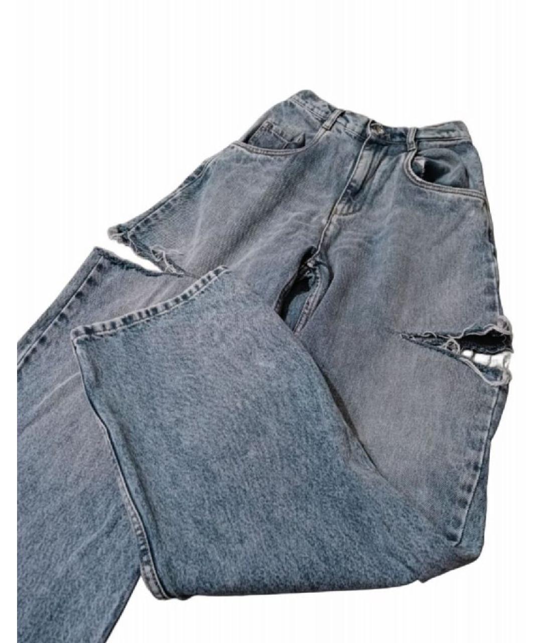 MAISON MARGIELA Голубые хлопковые прямые джинсы, фото 3