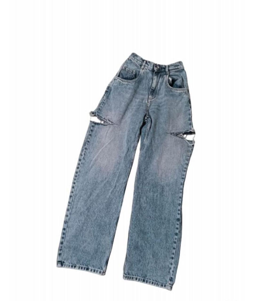 MAISON MARGIELA Голубые хлопковые прямые джинсы, фото 8