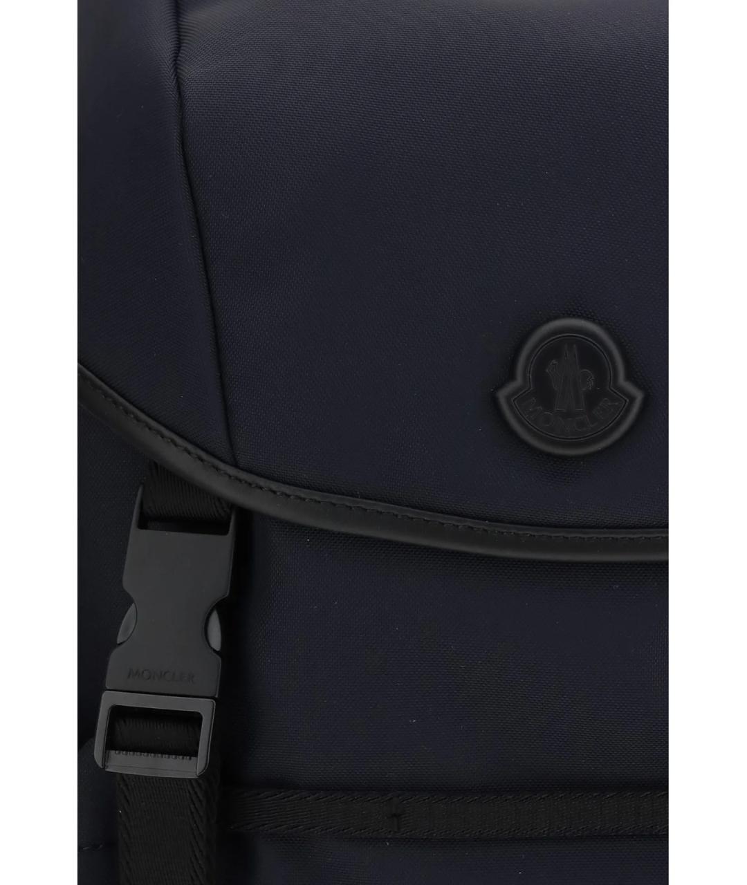 MONCLER Темно-синий синтетический рюкзак, фото 3