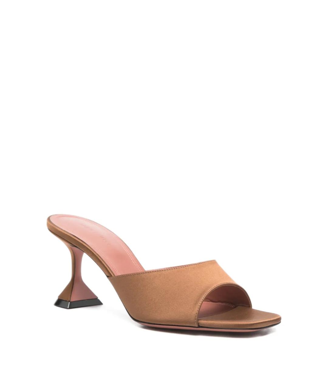 Amina Muaddi Коричневые текстильные мюли, фото 3