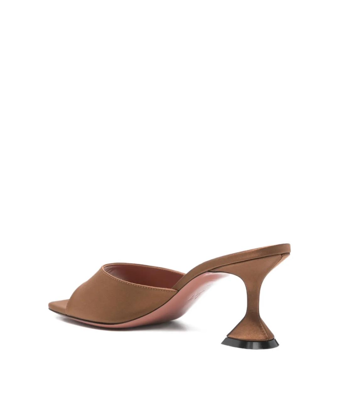 Amina Muaddi Коричневые текстильные мюли, фото 4
