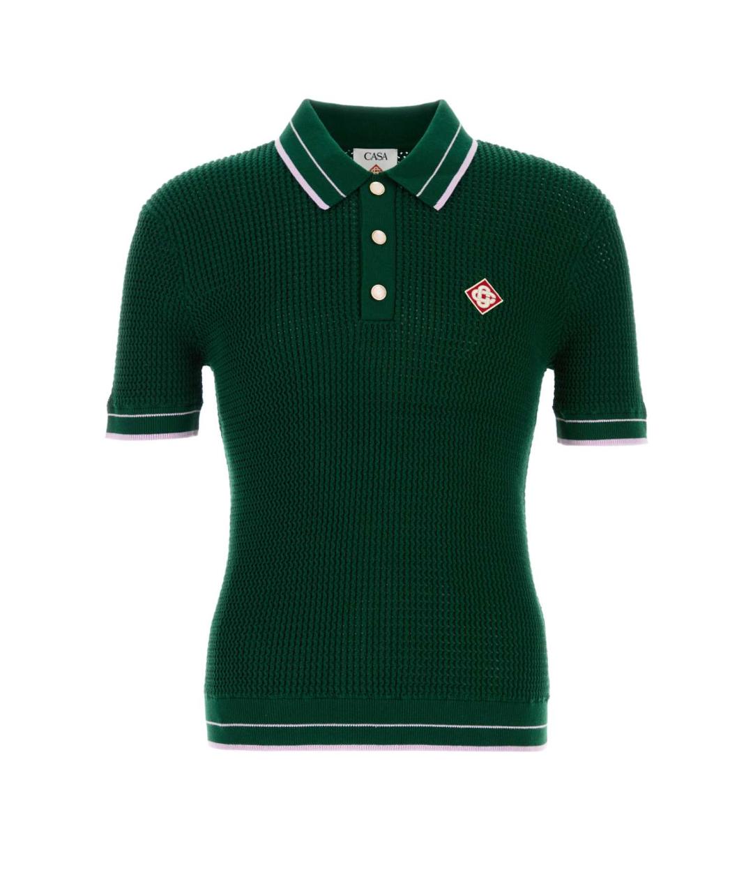 CASABLANCA Зеленые хлопковое поло с коротким рукавом, фото 1