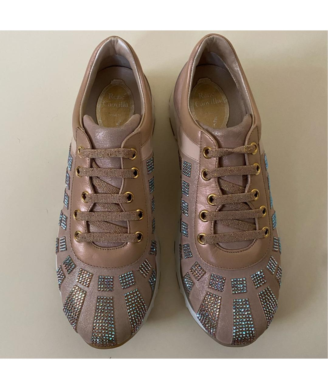 RENE CAOVILLA Розовые кожаные кроссовки, фото 8
