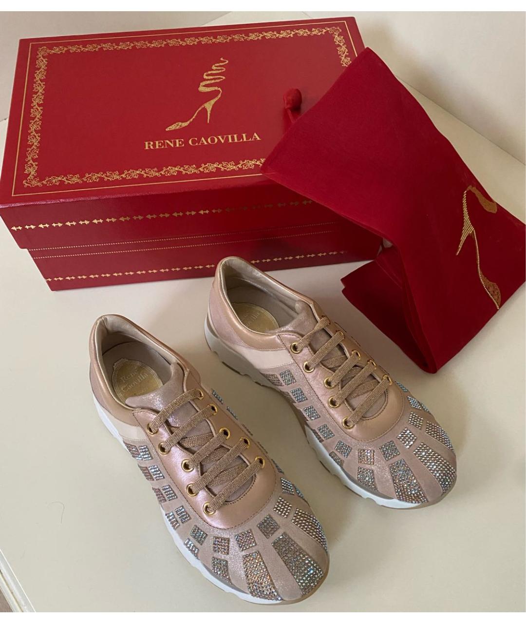 RENE CAOVILLA Розовые кожаные кроссовки, фото 6