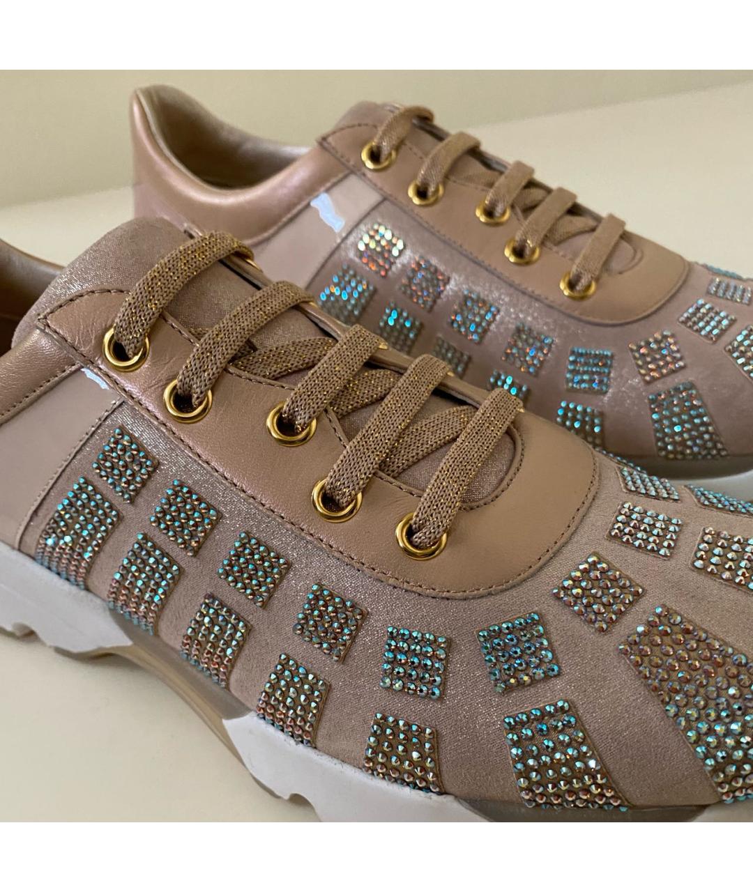 RENE CAOVILLA Розовые кожаные кроссовки, фото 7