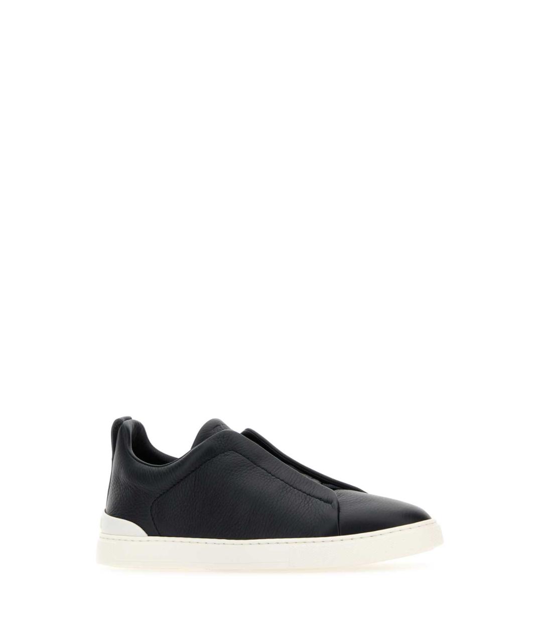 ZEGNA Синие кожаные низкие кроссовки / кеды, фото 2