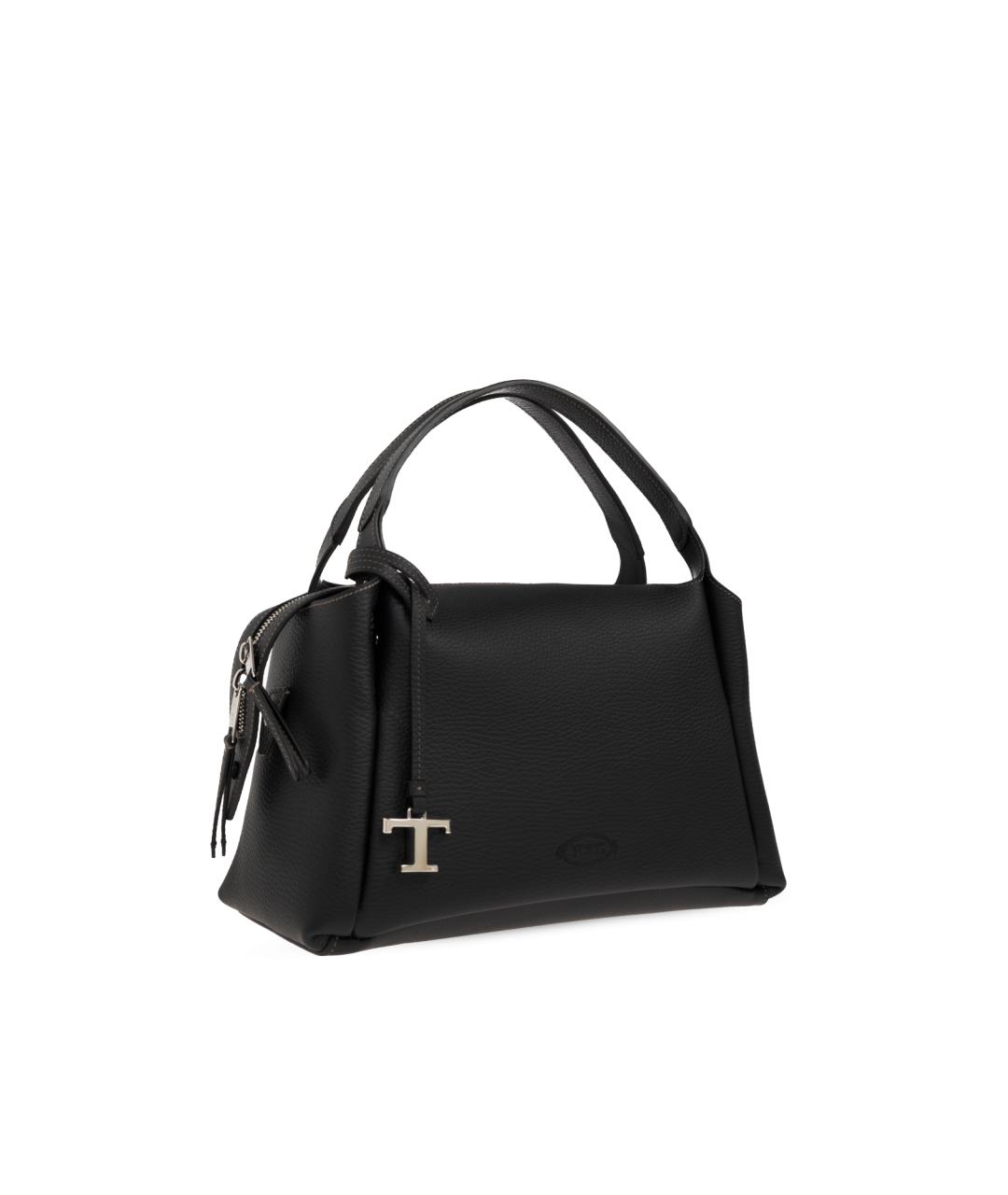 TOD'S Черная кожаная сумка с короткими ручками, фото 5