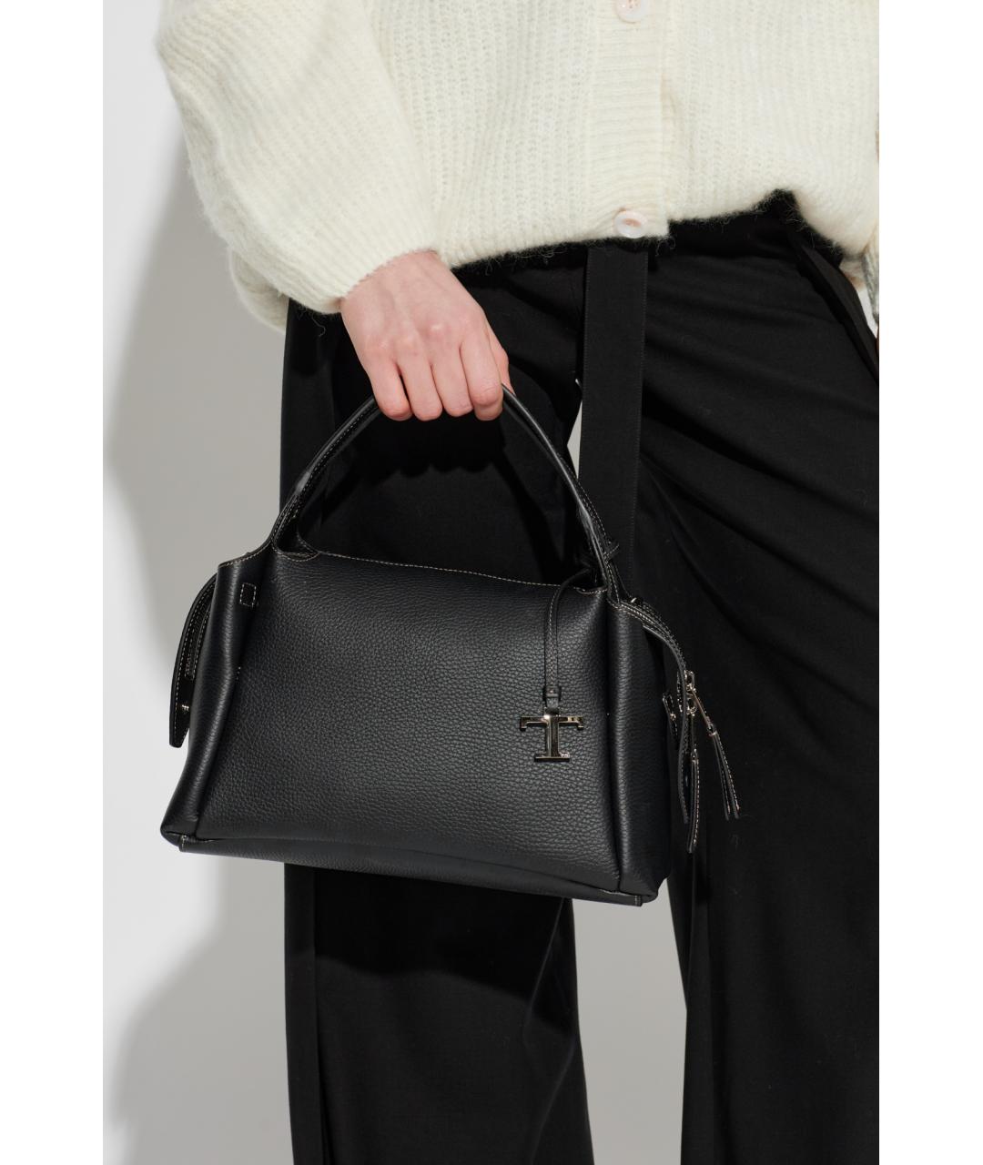 TOD'S Черная кожаная сумка с короткими ручками, фото 3
