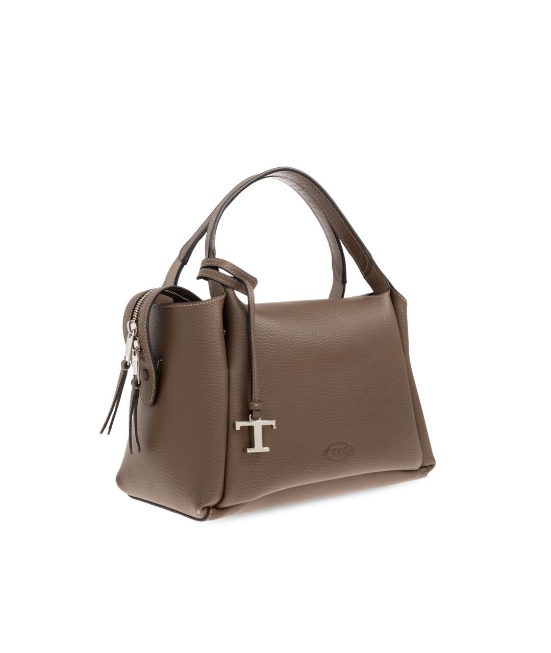 TOD'S Коричневая кожаная сумка с короткими ручками, фото 5