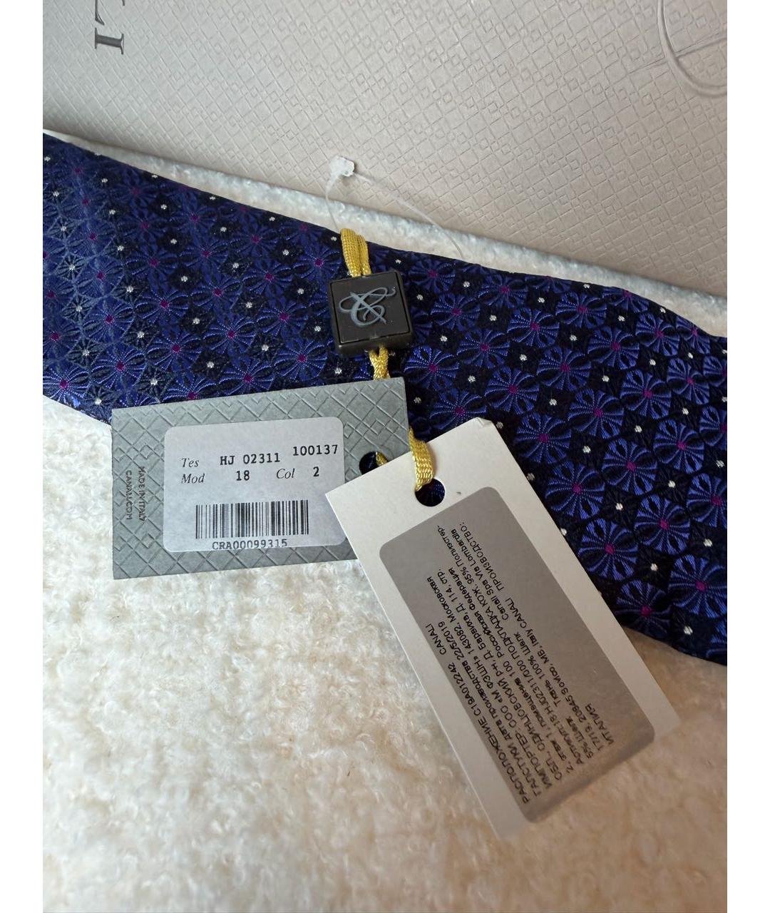 CANALI Синий шелковый галстук, фото 5