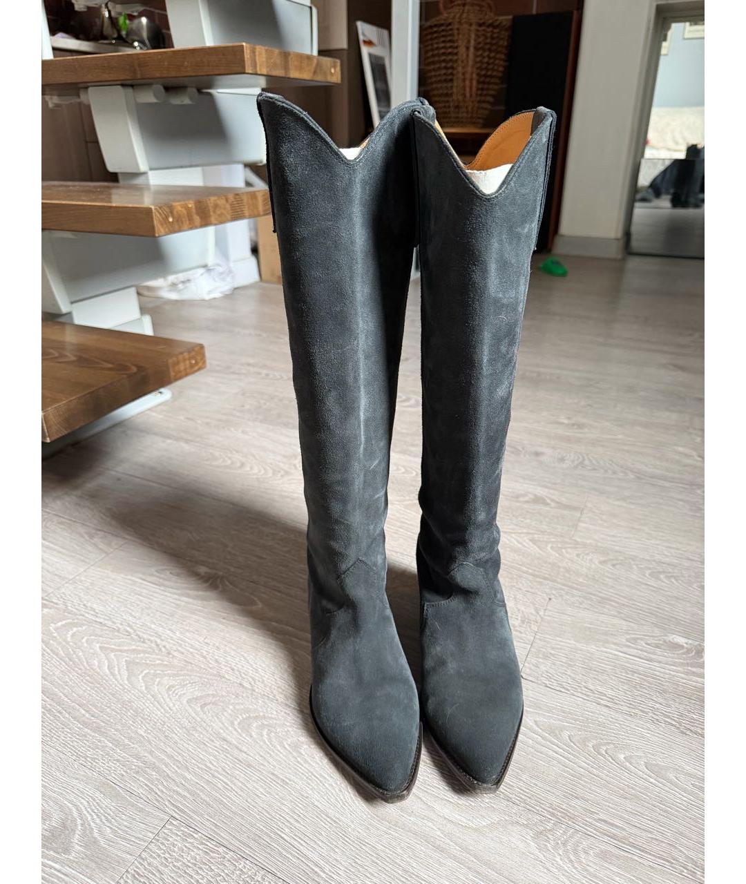 ISABEL MARANT Темно-синие замшевые сапоги, фото 2