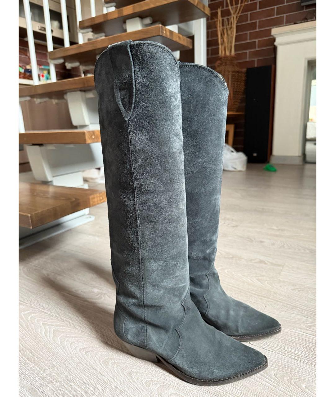 ISABEL MARANT Темно-синие замшевые сапоги, фото 8