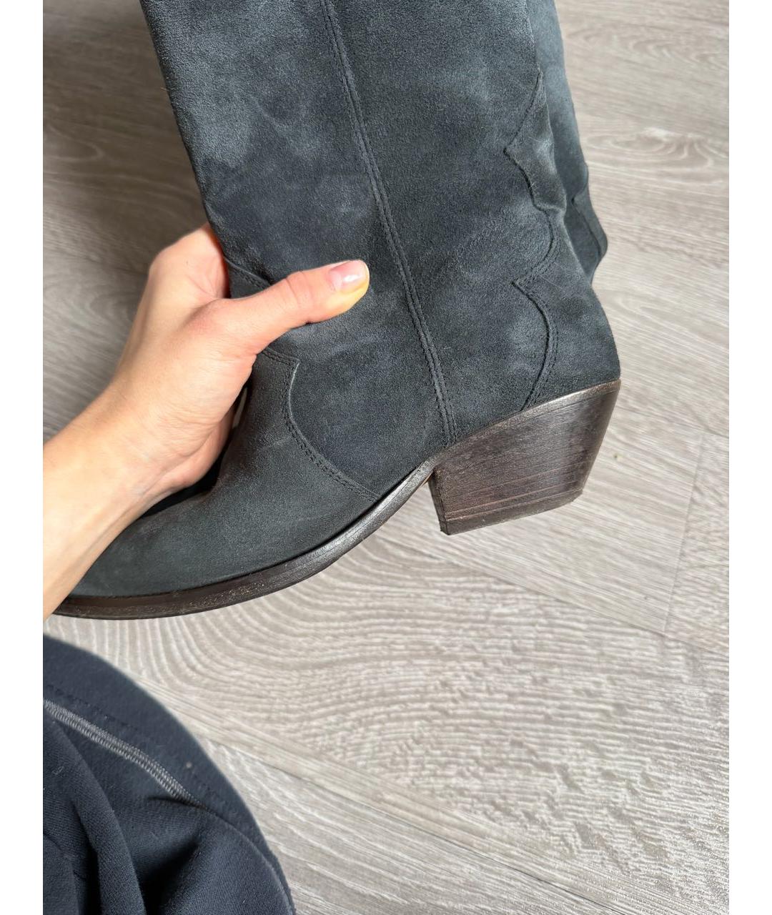 ISABEL MARANT Темно-синие замшевые сапоги, фото 4