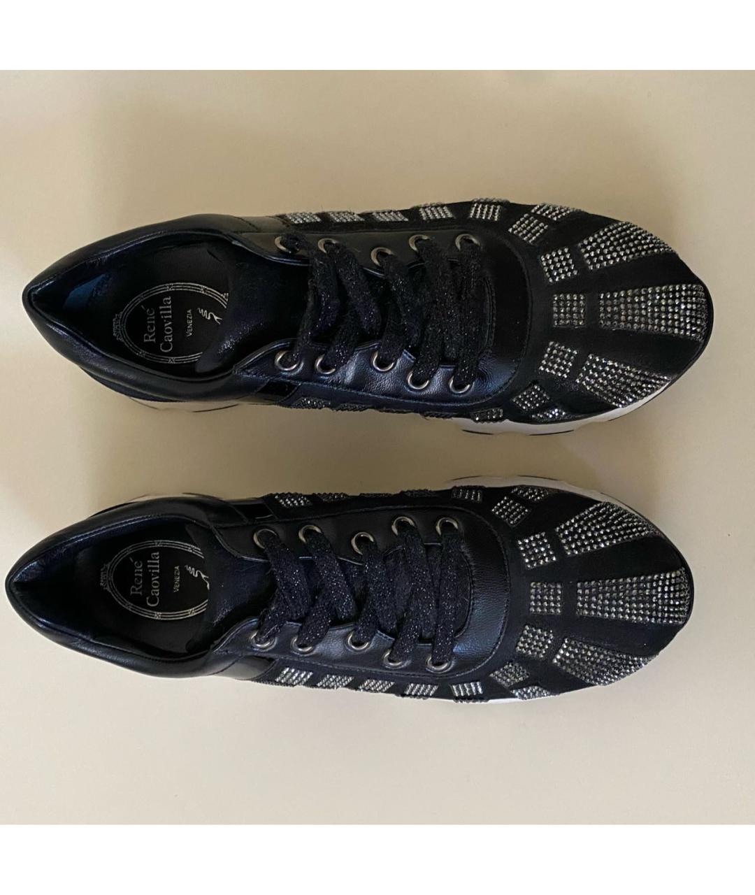 RENE CAOVILLA Черные кожаные кроссовки, фото 8