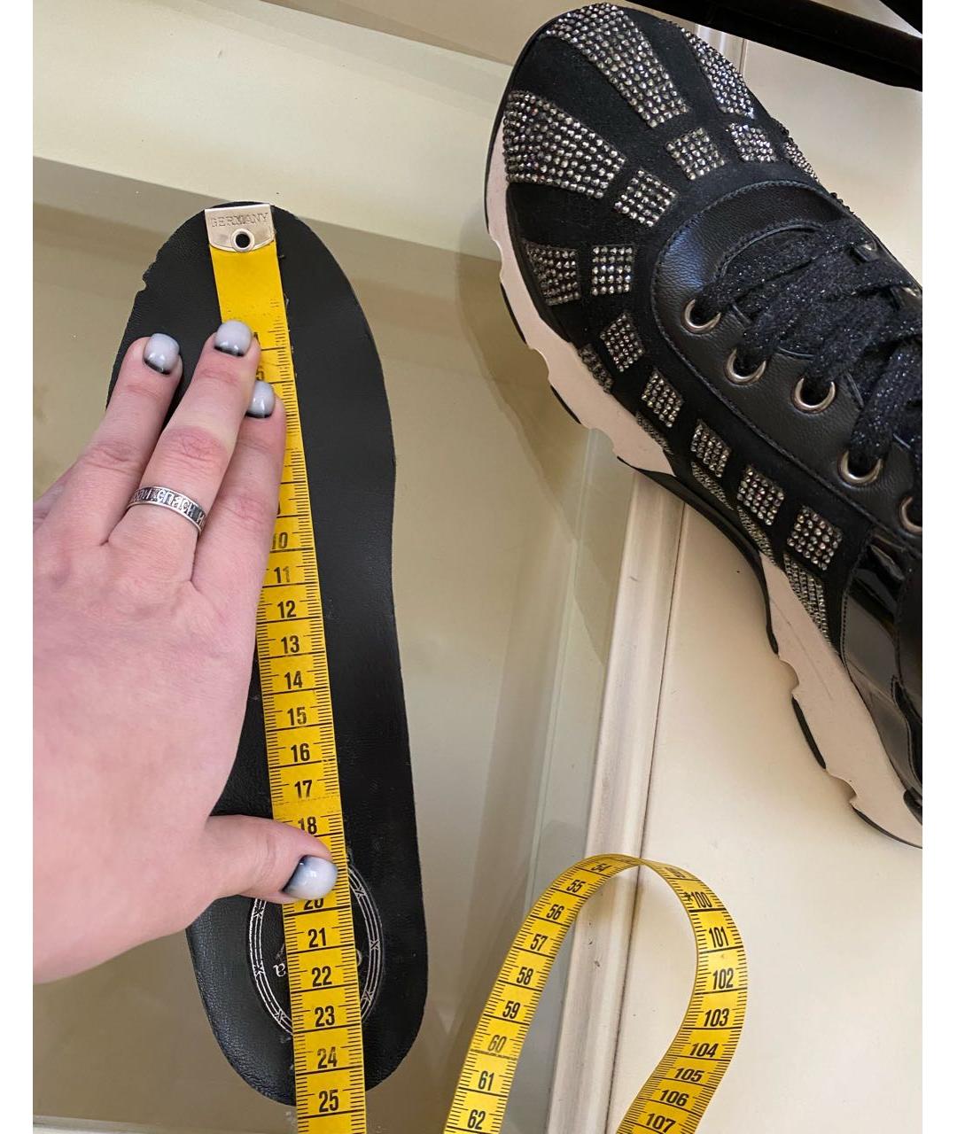 RENE CAOVILLA Черные кожаные кроссовки, фото 7