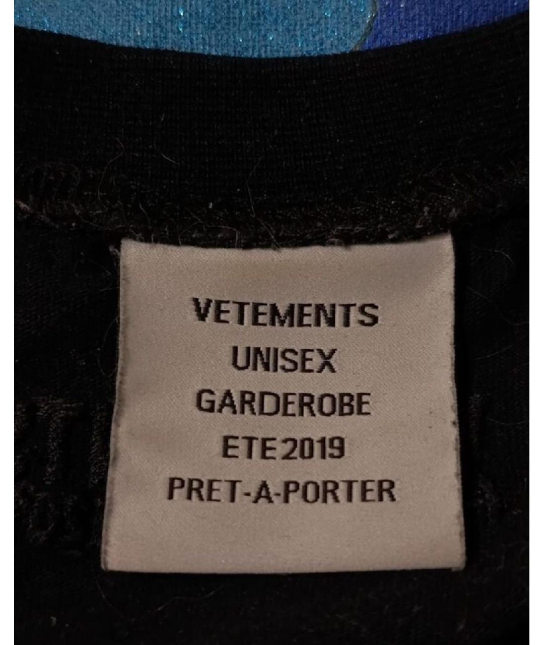 VETEMENTS Черная хлопковая футболка, фото 6