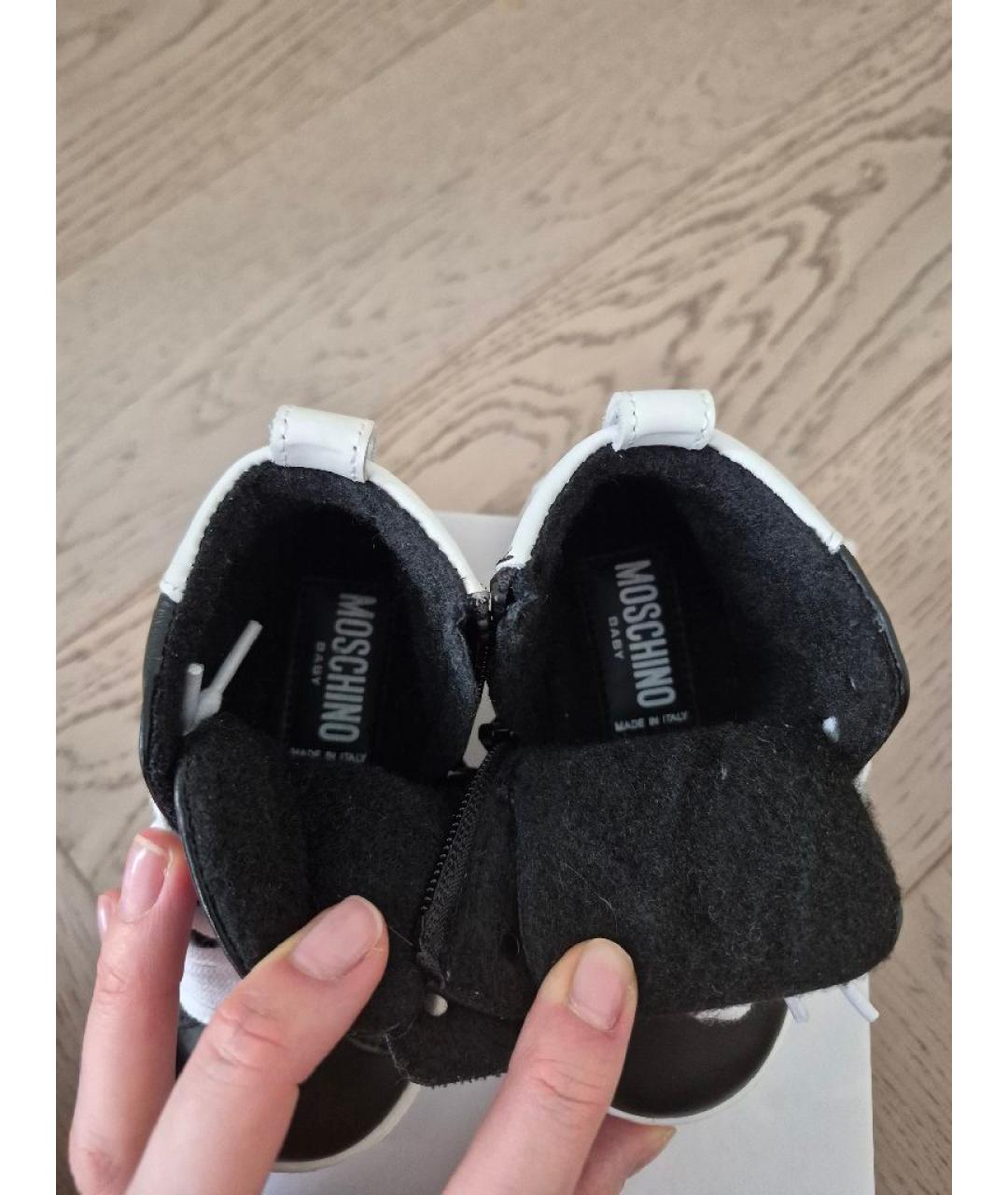 MOSCHINO Черные кожаные кеды, фото 4