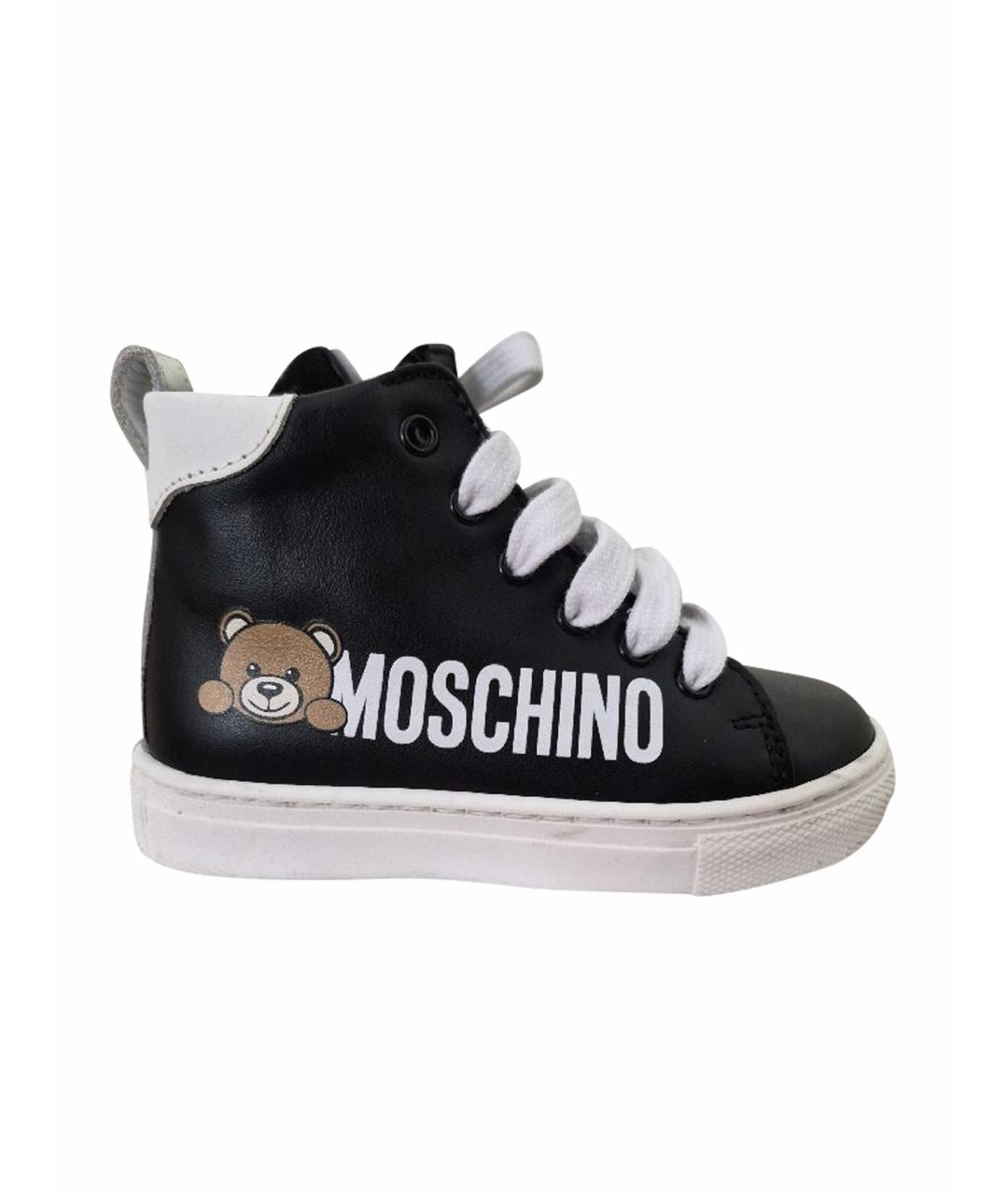 MOSCHINO Черные кожаные кеды, фото 1