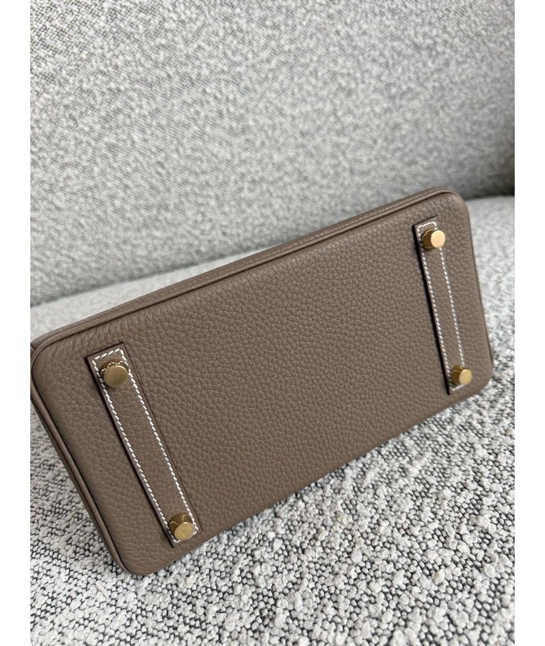 HERMES Серая кожаная сумка с короткими ручками, фото 6