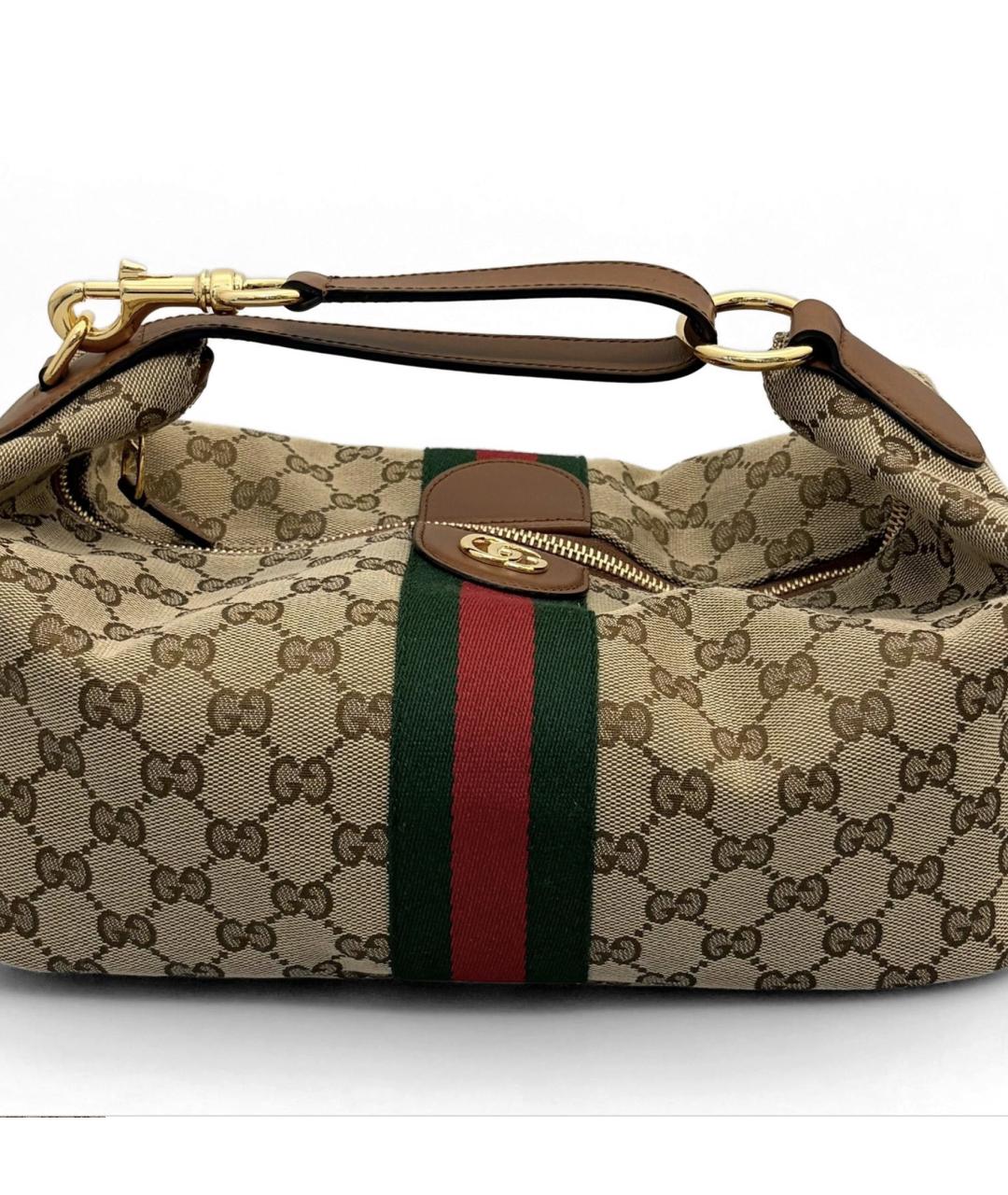 GUCCI Коричневая тканевая сумка тоут, фото 2