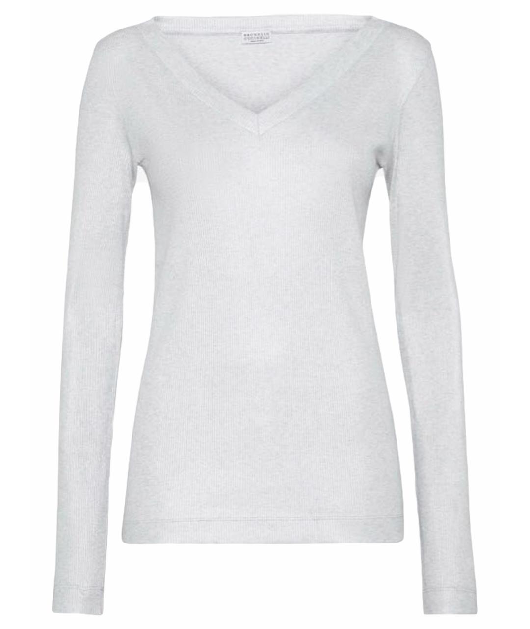 BRUNELLO CUCINELLI Серый хлопко-эластановый джемпер / свитер, фото 1