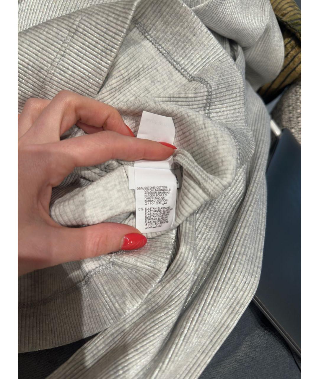 BRUNELLO CUCINELLI Серый хлопко-эластановый джемпер / свитер, фото 8
