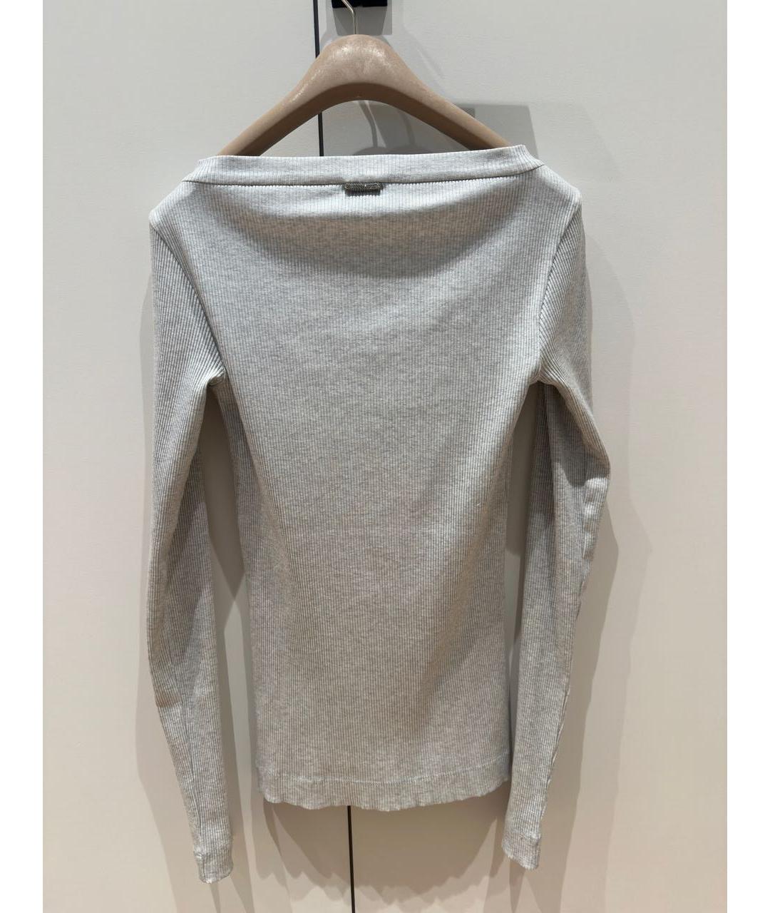 BRUNELLO CUCINELLI Серый хлопко-эластановый джемпер / свитер, фото 7