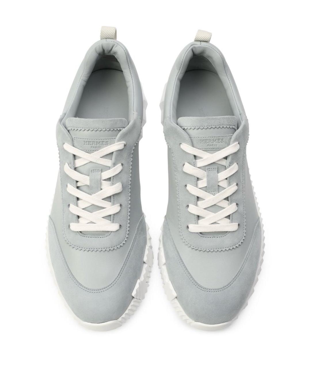 HERMES Серые кожаные низкие кроссовки / кеды, фото 2