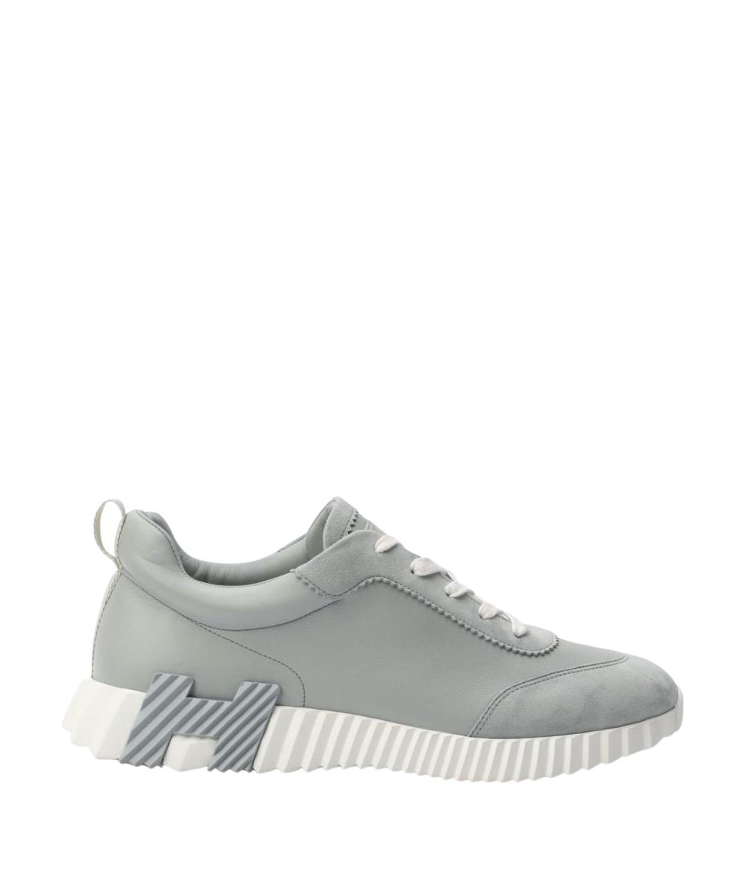 HERMES Серые кожаные низкие кроссовки / кеды, фото 1