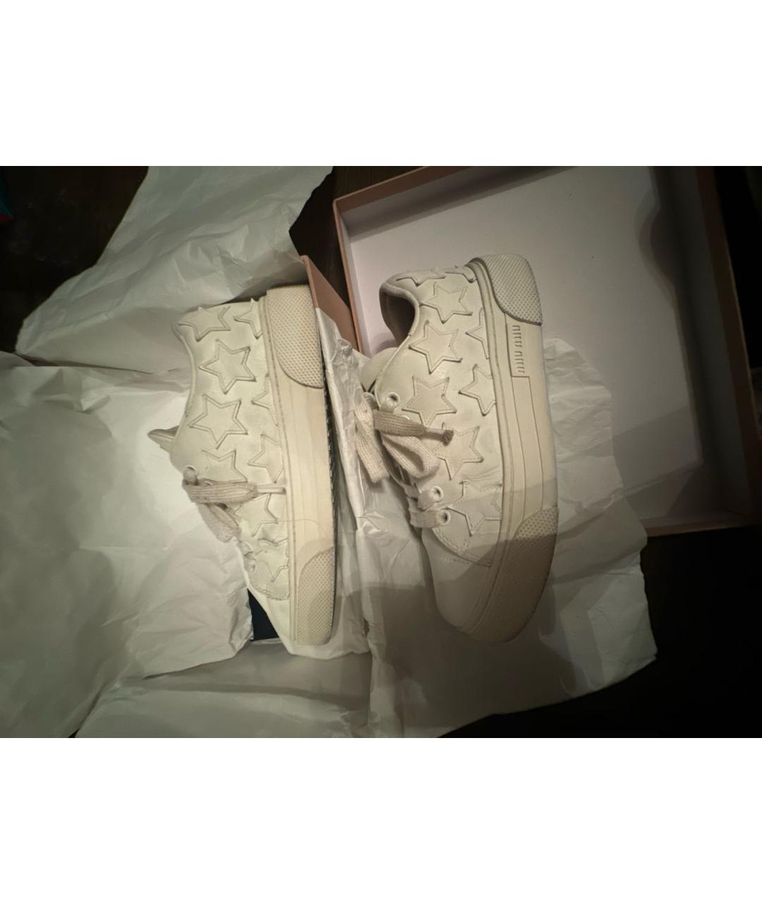 MIU MIU Белые кожаные кеды, фото 6