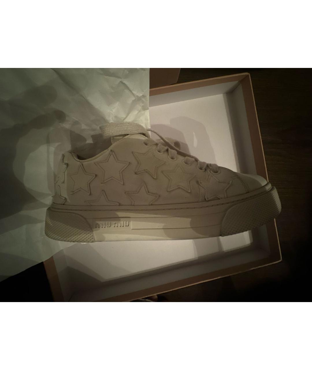 MIU MIU Белые кожаные кеды, фото 2