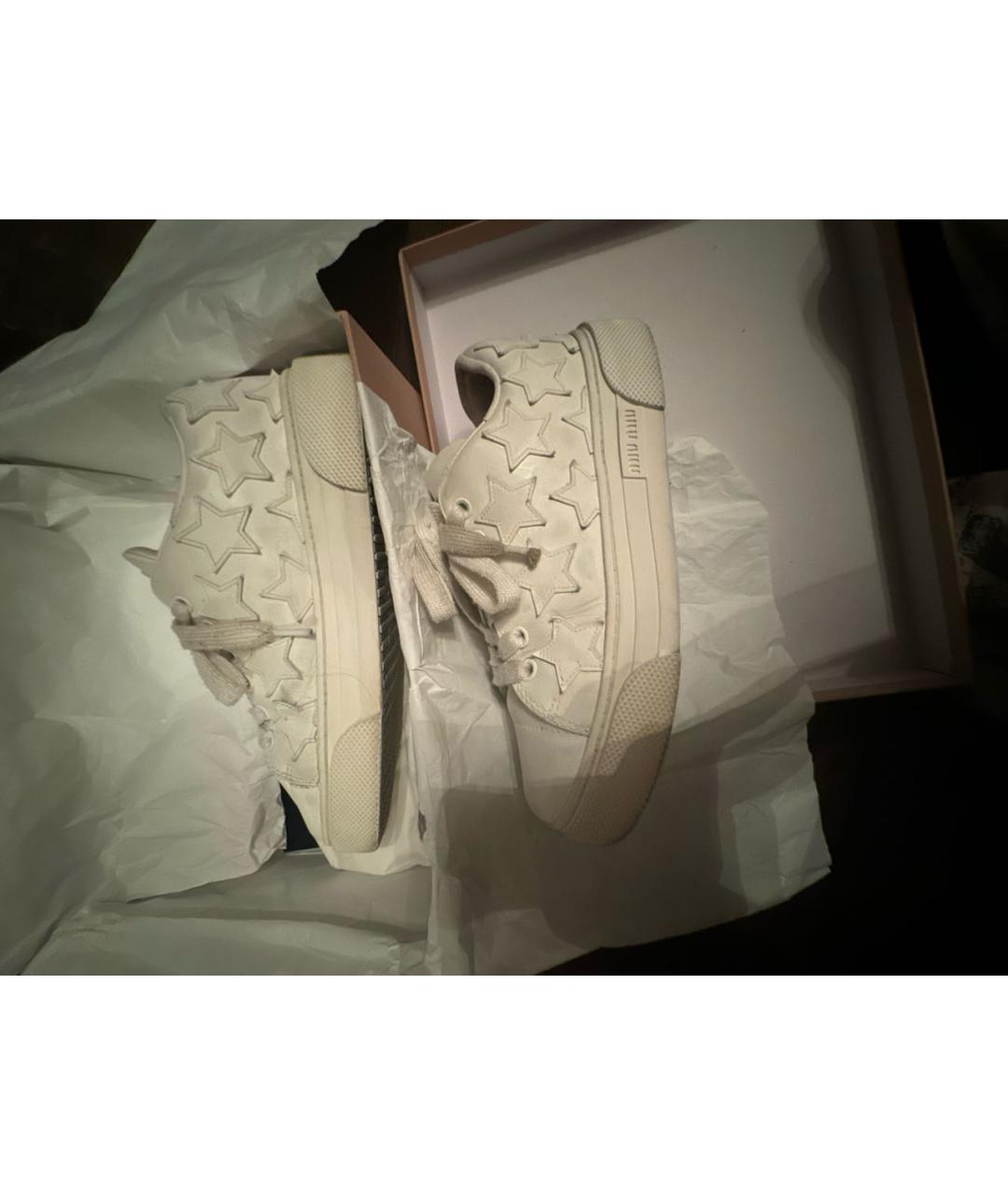 MIU MIU Белые кожаные кеды, фото 7