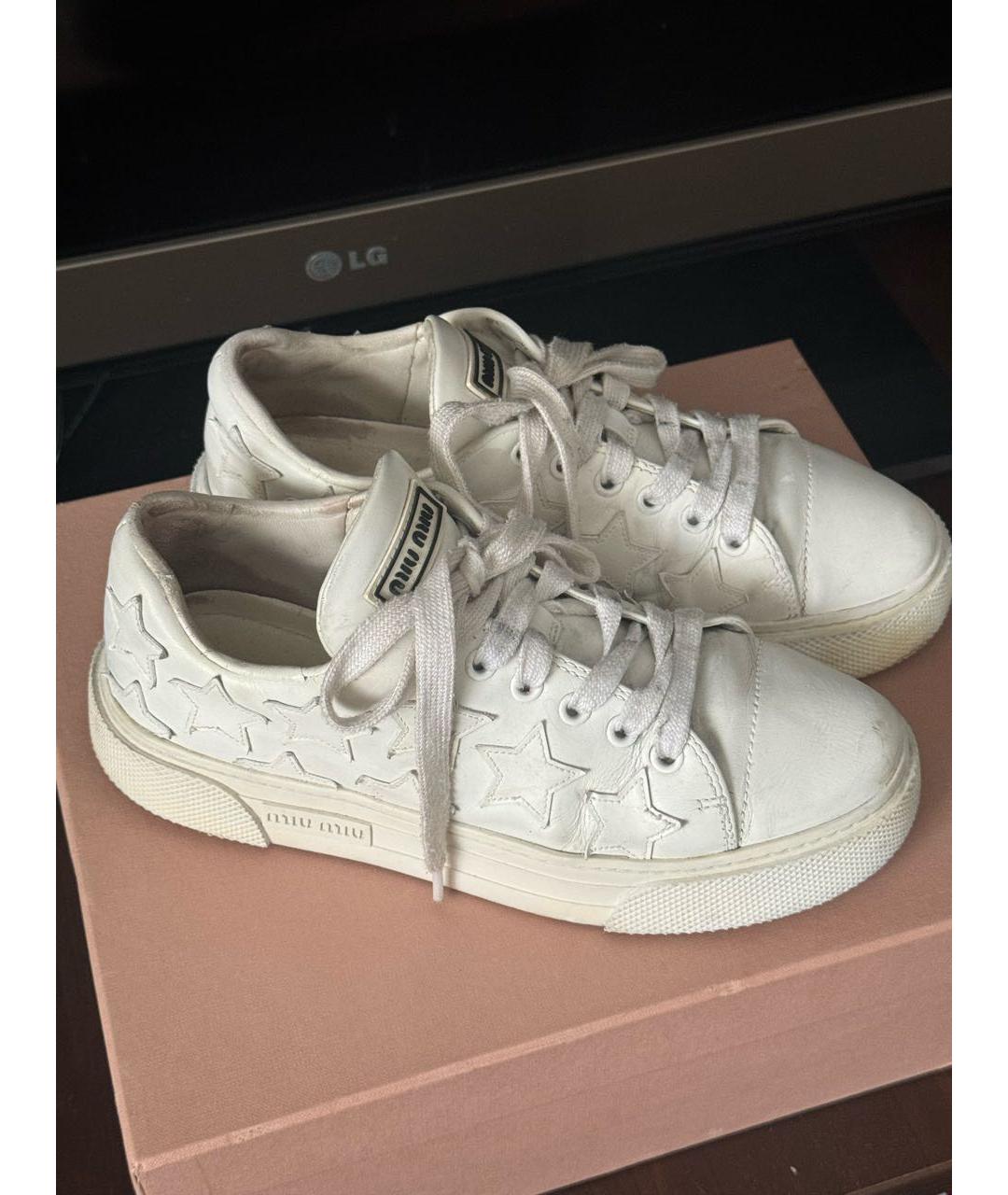 MIU MIU Белые кожаные кеды, фото 8