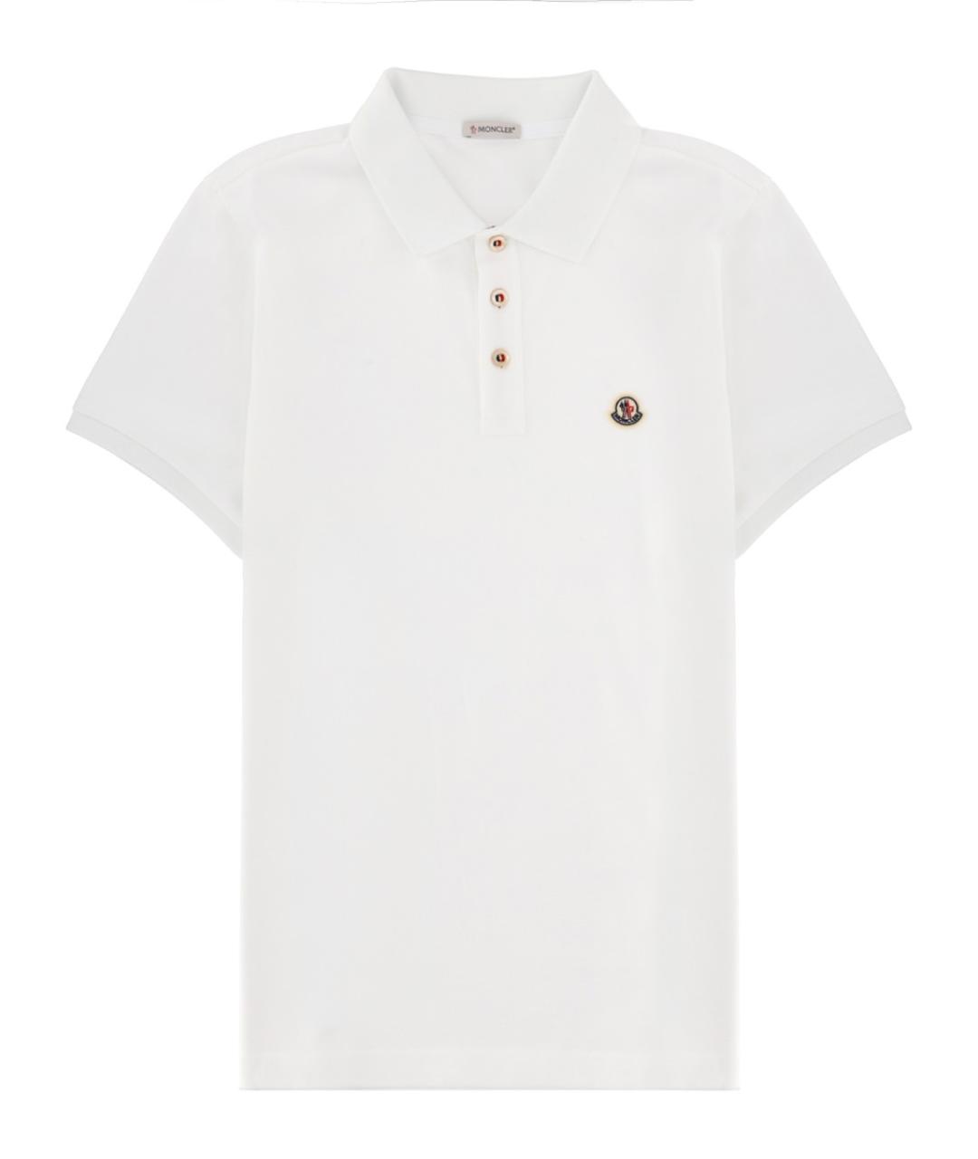 MONCLER Белое хлопковое поло с коротким рукавом, фото 1