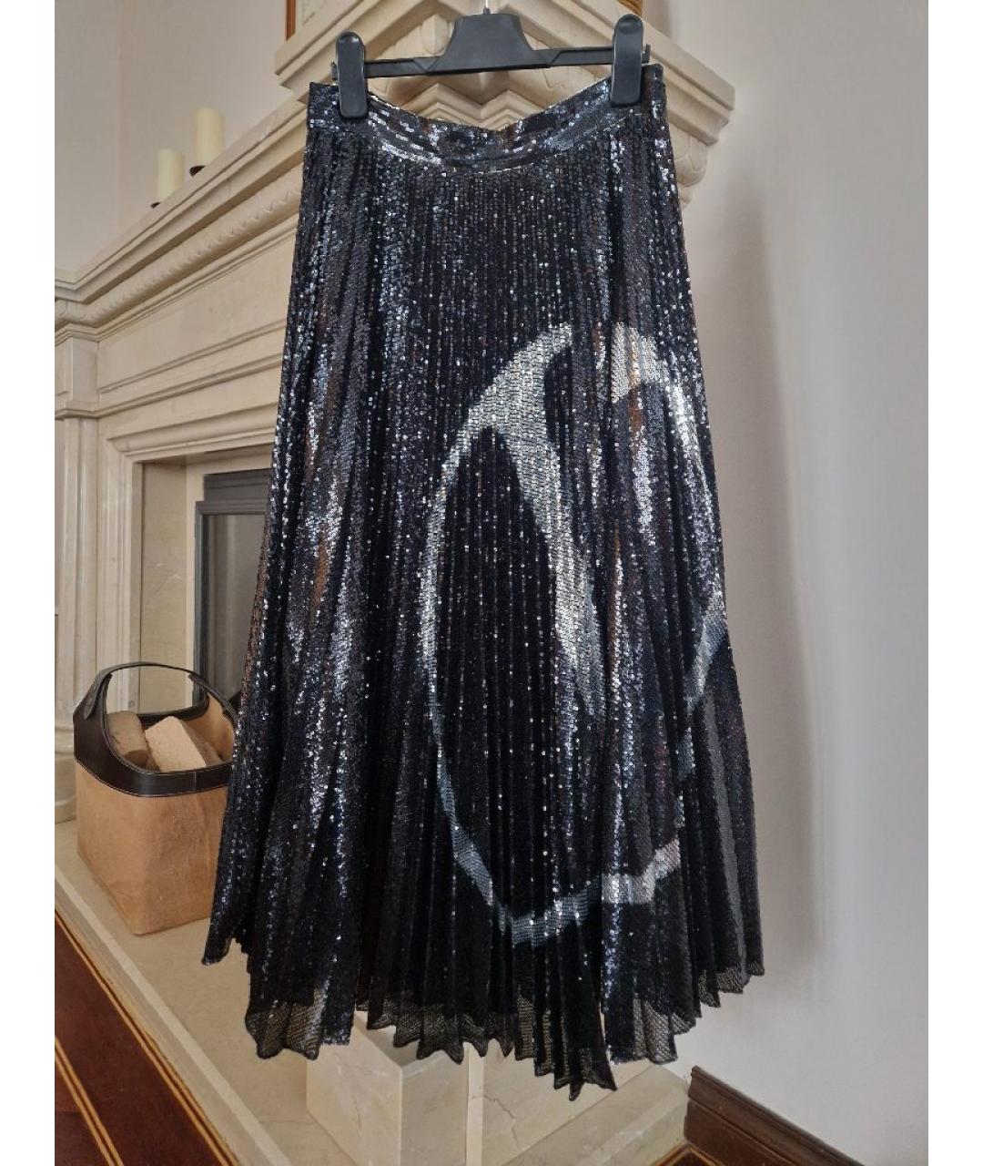 VALENTINO Черная полиэстеровая юбка миди, фото 2