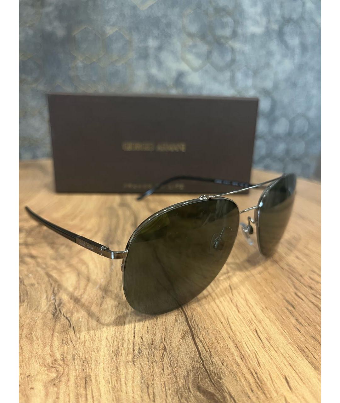 GIORGIO ARMANI Черные металлические солнцезащитные очки, фото 2