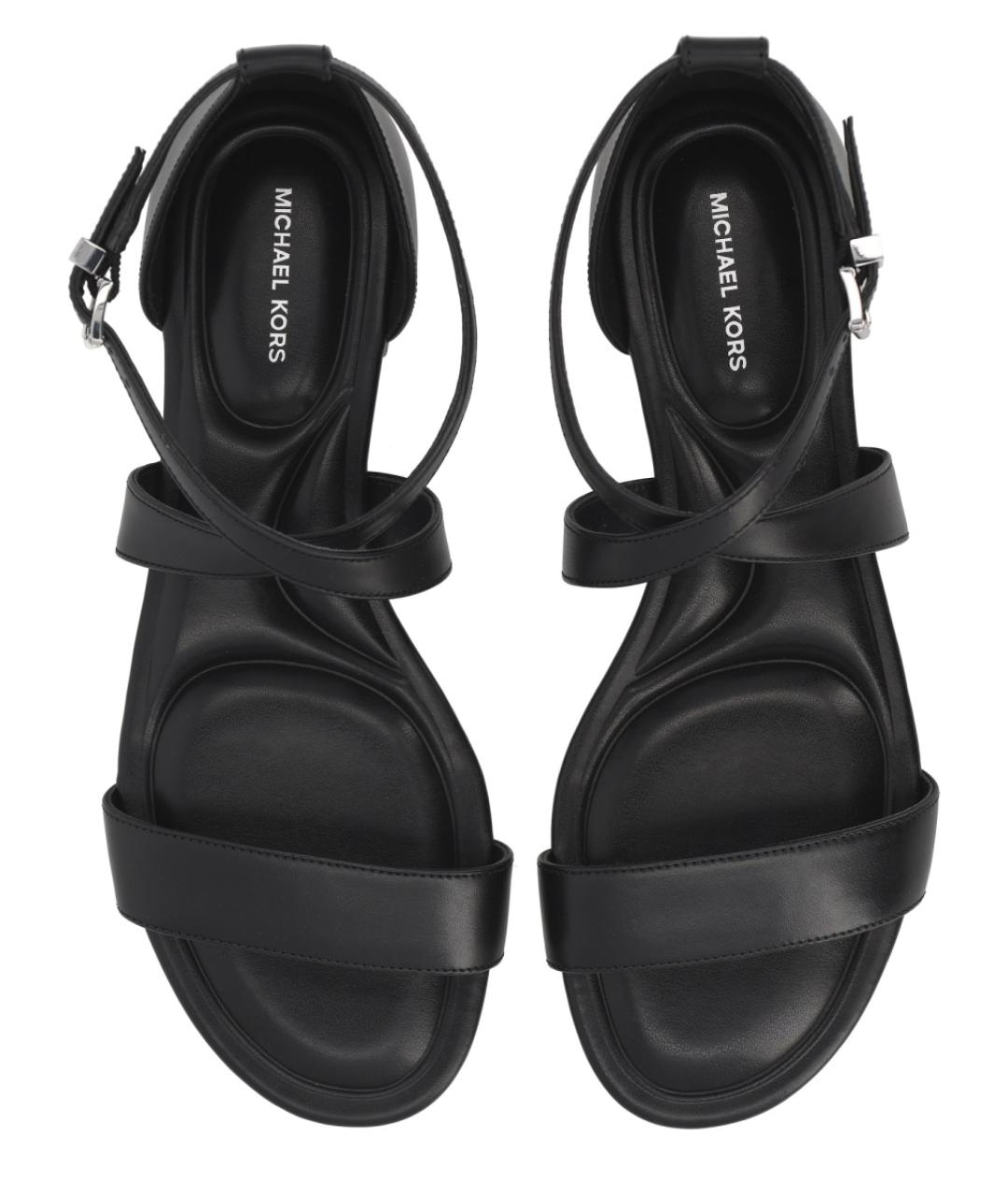 MICHAEL KORS Черные кожаные сандалии, фото 5